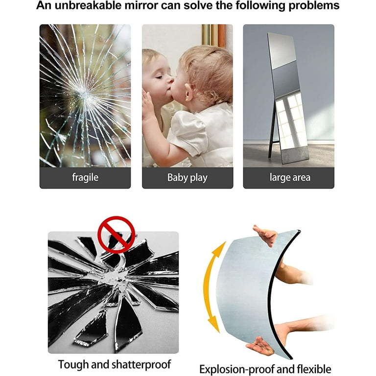 lizhixian 16 x16 Acrylic Shatter Resistant Construction Wall Mirror Set of 4
