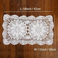 thumbnail image 2 of 1 Pcs Handmade Crochet Doilies, Cotton Handmade Crochet Lace Mat, Lace Doilies Doily Rectangle Dresser for Dining Table Kitchen Parties 18x12", 2 of 4