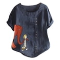 thumbnail image 2 of Puntoco Mujer Verano Casual O-Cuello Manga Corta Flor Estampado Camisa Suelta Blusa tops Puntoco Puntoco-8151, 2 of 5