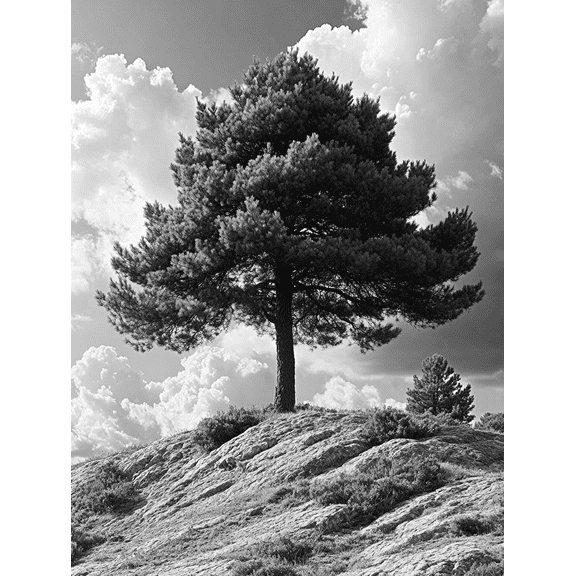 Lone Pine Tree Black and White Canvas Wall Art， Perfect for Living Room， Bedroom， Office， Hallway， and Gallery Wall Decor.