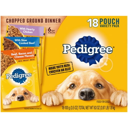 UPC: 0023100120027 | Pedigree Chopped Ground Dinner Wet Dog Food Variety Pack 3.5 oz Pouches (18 Pack)