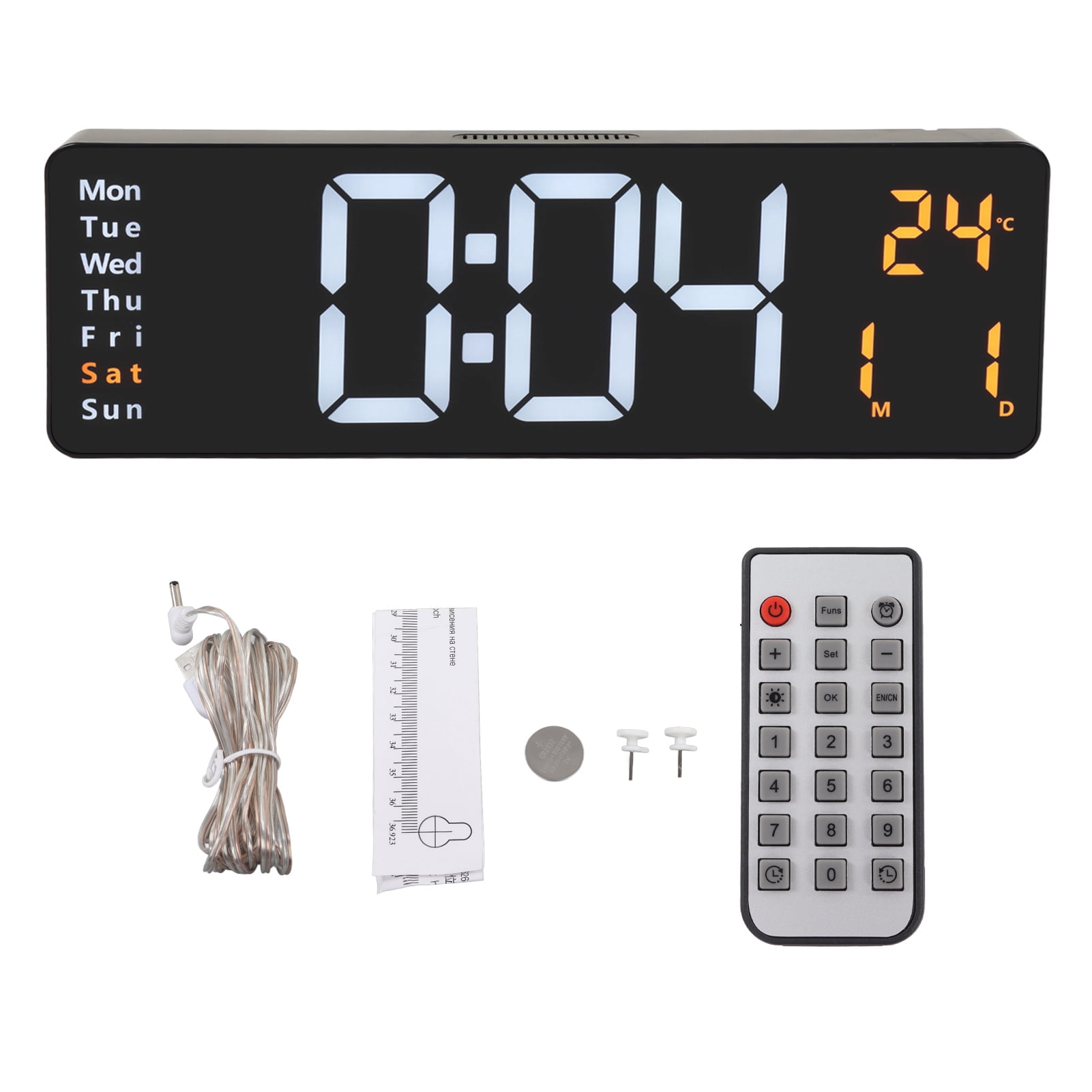 Grande Horloge Murale LED Numérique 17,2 Pouces Rouge Avec Télécommande Et Minuterie