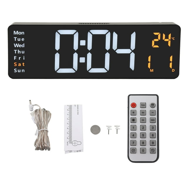 Reloj digital de pared grande con pantalla LED y temperatura Jadeshay