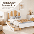 thumbnail image 5 of Miniyam Twin Size Kids Bed Frame with Storage Drawer, Wooden Platform Bed, White & Natural, 5 of 6