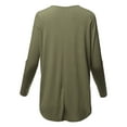 thumbnail image 3 of A2Y Women's Premium Solid Long Sleeve Dolphin Hem Shell Button Henley Top Shirt Olive L, 3 of 6