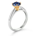 thumbnail image 3 of Gem Stone King 1.00 Ct Round Blue Created Sapphire 10K White and Yellow Gold Solitaire Engagement Ring (Size 9), 3 of 4