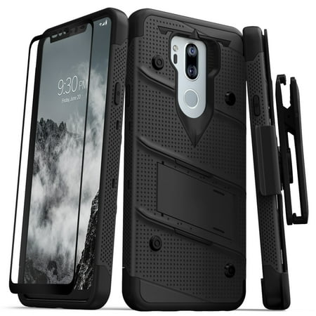 ZIZO BOLT Series LG G7 ThinQ Case Military Grade Drop Tested with Tempered Glass Screen Protector, Holster, Kickstand BLACK