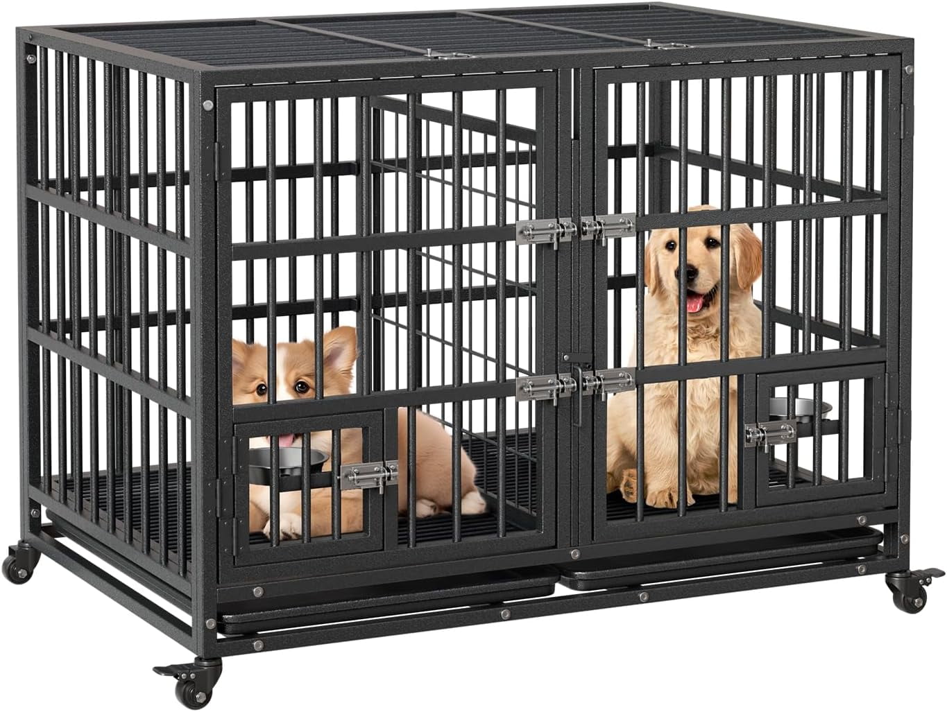 Acekid Heavy Duty Dog Crate 42 Inch&nbsp;- Indestructible Escape-Proof Metal Dog Kennel, Furniture Style Pet Cage for Large/Medium/Small Dogs, Sliding Rail Design, Indoor & Outdoor Use