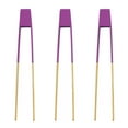 thumbnail image 2 of BambooMN Premium 10" Reusable Bamboo Kitchen "A" Toast Tongs For Cooking & Holding - Purple - 100 Pieces, 2 of 2