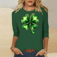 thumbnail image 2 of RXMEKW Chandail Imprimé de la Saint-Patrick pour Femmes Manches 3/4 Col Rond Haut Décontracté, 2 of 5