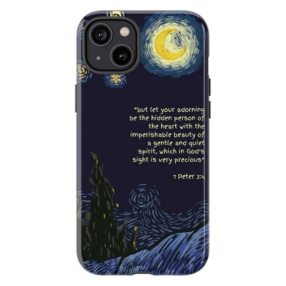 Christian Bible Verse Phone Case, Inspirational Quote with Starry Night Artwork,Protective Cover for iPhone 16 15 14 13 12 11 Pro Max Mini