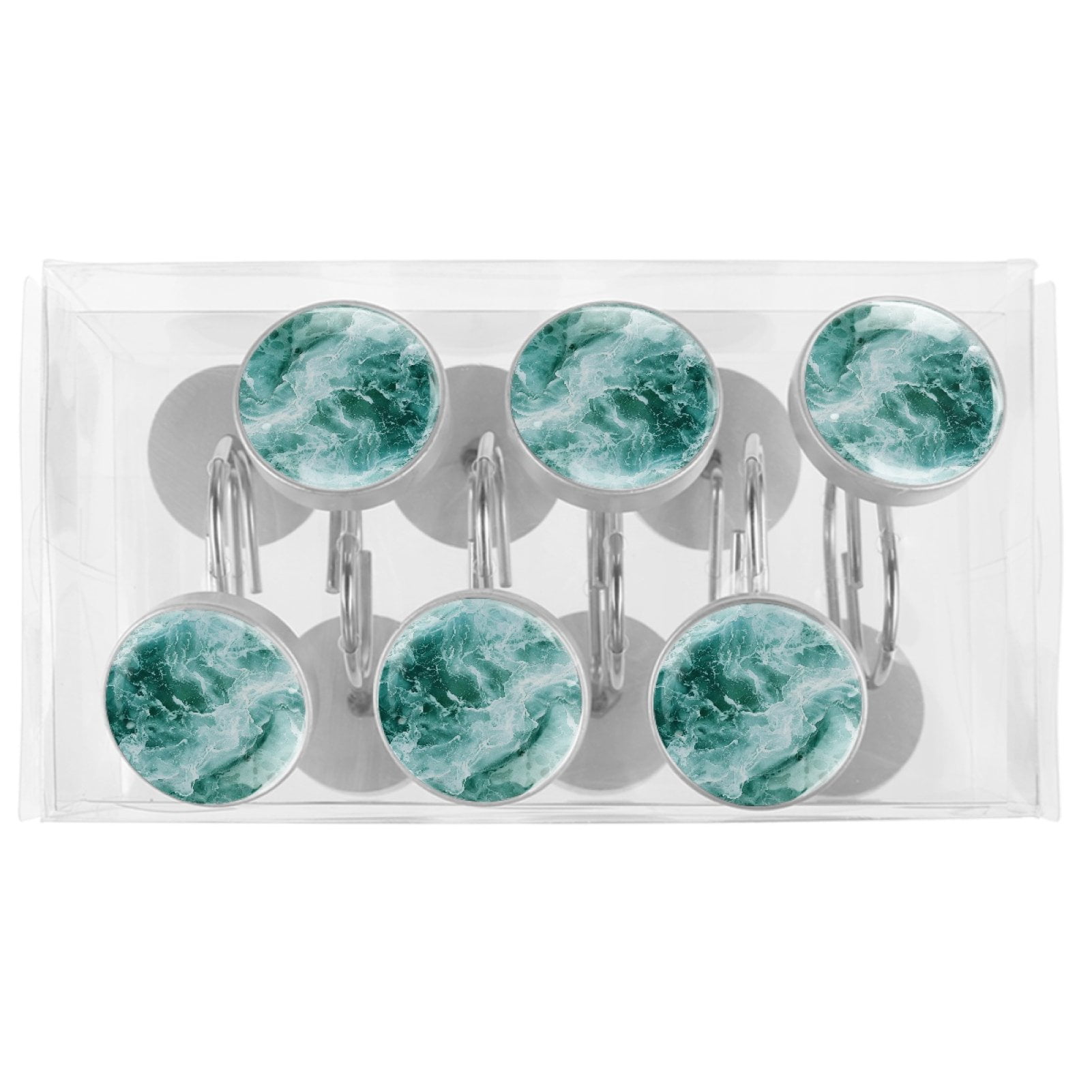 HemaKayy 12 Pcs Decorative Shower Curtain Hooks - Stainless Steel Rings for Bathroom Décor - Easy Glide & Secure Hold - Perfect Decoration for Bathroom Shower Rods - Sea Ocean Seaside