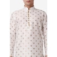 thumbnail image 5 of Royal Kurta Jacquard Silk Printed Cream Kurta and Bronze Dhoti Set for Men, 5 of 7