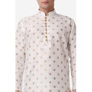 Royal Kurta Jacquard Silk Printed Cream Kurta and Bronze Dhoti Set for Men