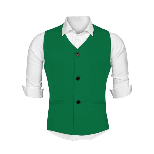 INSPIRE CHIC Men's V Neck Sleeveless Two Pockets Button Down Vests