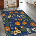thumbnail image 2 of Area Rugs for Living Room Bedroom, Orange Blue Spring Floral 4'x6' Rug Washable Carpet Runner Indoor Outdoor, Vintage Botanical Summer Flower Non Slip Accent Floor Mats Rug for Kitchen, Office, 2 of 8
