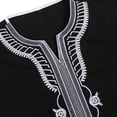 thumbnail image 6 of Men's Thobe Muslim Clothes V-Neck Long Sleeve Pullover Middle East Saudi Kaftan Abaya Dubai Arab Robe with Embroidery Black, 6 of 7