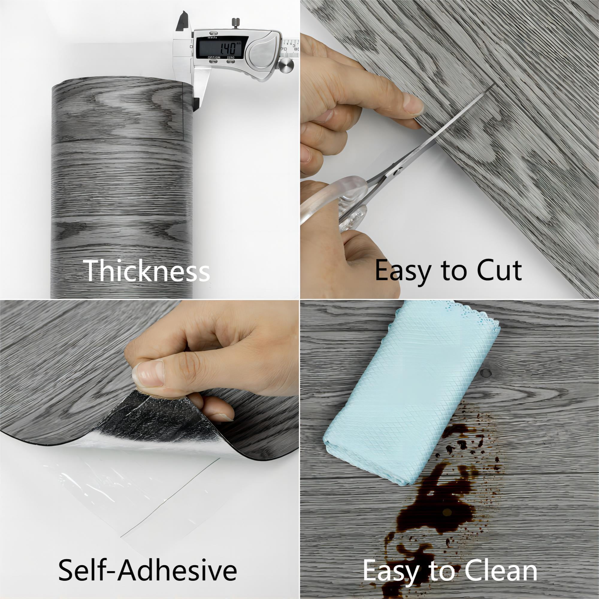 (3 pack) UMIGGEE Gray Peel and Stick Vinyl Flooring Roll 23.6-in x 196-in/31 Sq.Ft Thicken Self-Adhesive Vinyl Wood Grain Floor Wear-Resistant Easy DIY Install Home Decor