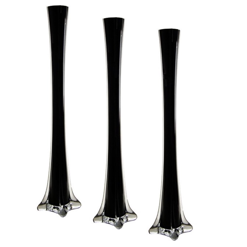 20" Black Glass Eiffel Tower Vases (Set of 12)