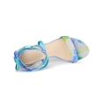 thumbnail image 4 of BLISSFUL STEP Women's Sandals Tie Dye Strappy Block Heels Lace up Sandals Cyan 6, 4 of 7