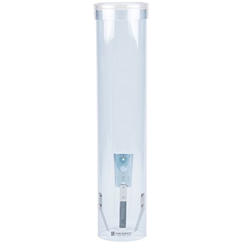 San Jamar C3165TBL C3165FBL Distributeur de Gobelets d'Eau à Tirage Moyen, Convient aux Gobelets Coniques et Plats de 4 à 10 oz, Longueur de Tube de 16 Po, Bleu Transparent