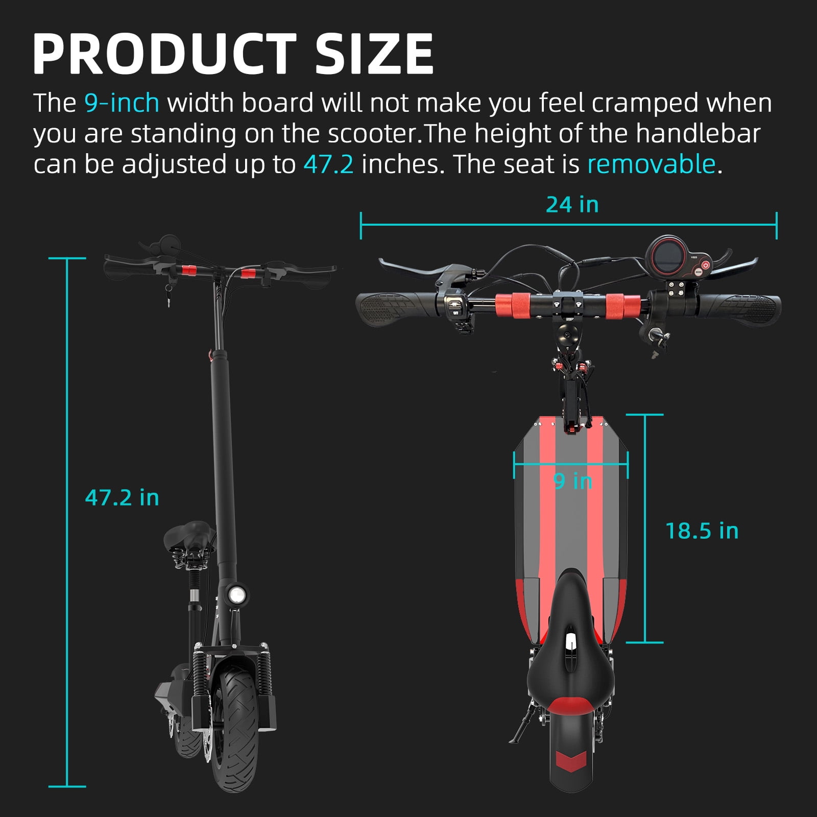 JUEXING Foldable Electric Scooter, 35 Miles Long Range, 1000W