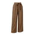 thumbnail image 3 of MYAOYINo Boundaries High Waisted Wide Leg Pants Women Daily Wear Button Front Tie Waist with Deep Pockets, 3 of 6
