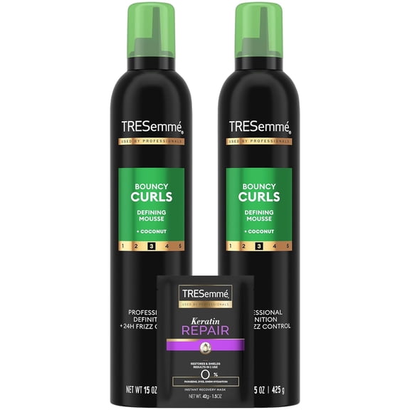 TRESemmé Defining Hair Mousse, Bouncy Curls 2-Pack – Curly Hair Products with Nourishing Coconut & Avocado Oil   Keratin Hair Mask