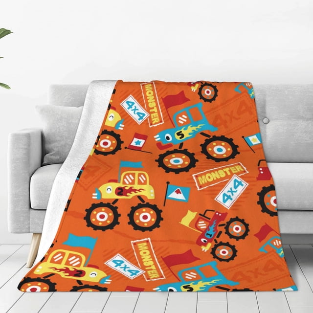 Balery Monster Truck Manta de Felpa Suave y Acogedora – Cobija de Franela Aterciopelada para Cama, Lavable y Cálida para Sofá, Mascotas, Transpirable-40"x30"
