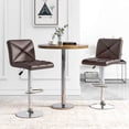 thumbnail image 4 of Costway Modern Bar Stools Set of 2 PU Leather Upholstered Swivel Counter Stools with Back Brown, 4 of 8