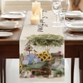 thumbnail image 3 of Table Runners 108 Inches Long Dress Scarves, Spring Flowers Farmhouse Coffee/Dining/Kitchen Table Runner for Living Room, Farmhouse Hydrangea Sunflowers Bunny on Linen 13x108 Inch, 3 of 9