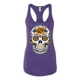 thumbnail image 2 of Wild Bobby Day Of The Dead Sugar Skull Pop Culture Women Racerback Tank Top, Purple Rush, Medium, 2 of 5