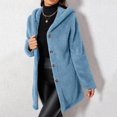thumbnail image 5 of Enjoytime Fleece Jacket Women Fall Winter Button Down Hooded Teddy Coat Soft Warm Casual Mid Length Long Sleeve Outerwear, 5 of 7