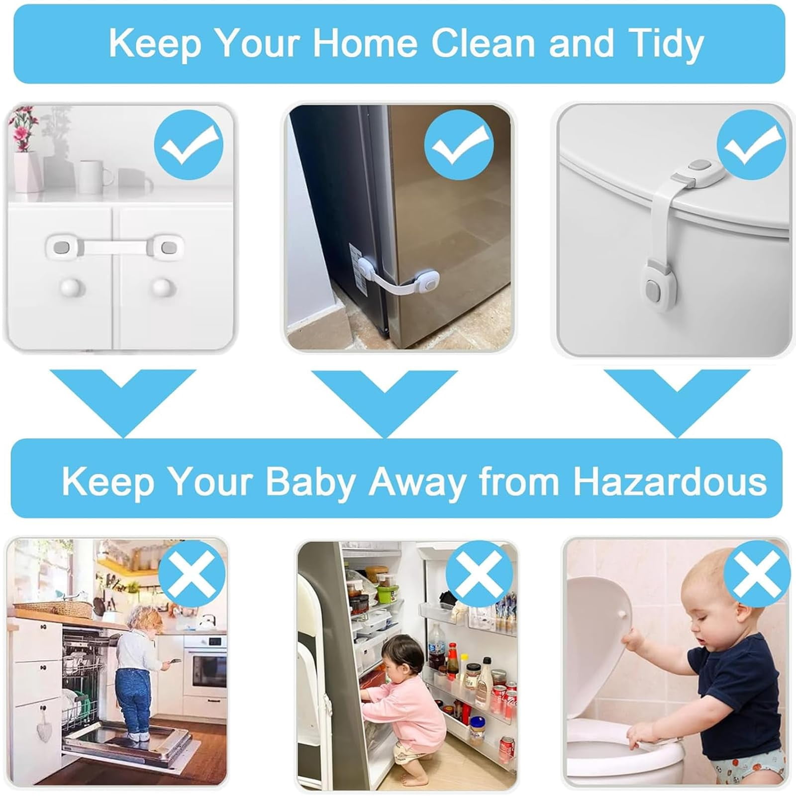 Xl-Kang 12 pack Baby Safety Cabinet Locks | Baby Proofing | Easy To Install | Cabinet Locks | Refrigerator Lock | Drawer Locks Child Safety | Door Locks for Kids | Door Latch (Locks)