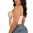 thumbnail image 4 of POUNOO Womens Floral Corset Tops Slim Fit Spaghetti Strap 3D Floral Applique Casual Tops Party Style Bustiers Gift, 4 of 9