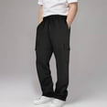thumbnail image 7 of Boys Childrens Cargo Sweatpants Trendy Elastic Waist Casual Sports Pants Solid Color Lightweight Jogger Trousers with Pockets Black 13 Years, 7 of 7