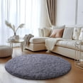 thumbnail image 2 of SARAG 5'x5' Round Rugs for Bedroom,Fluffy Rugs for Living Room Kids Room,Home Decor Shaggy Carpet Fuzzy Plush Rug for Nursery Room,Light Gray, 2 of 8