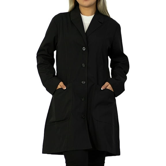 Panda Uniform by HeedFit 36" Notch Collar Women’s Lab Coat – XXS Black