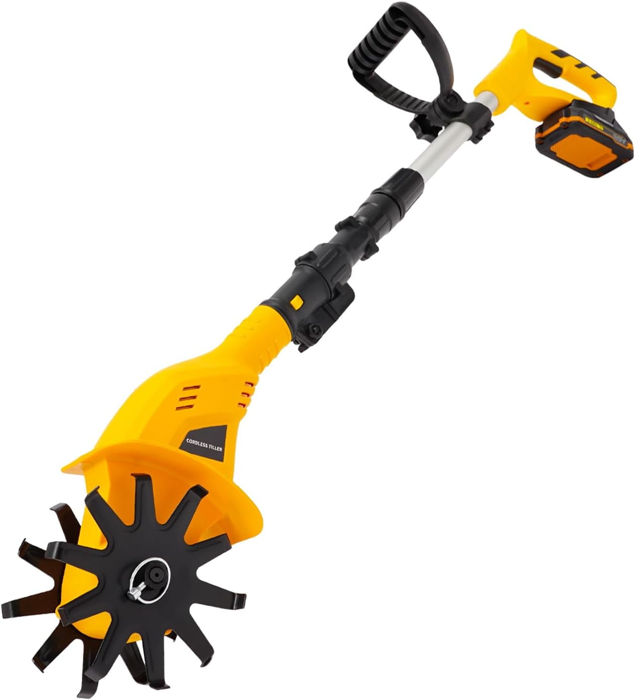 20V Cordless Tiller Cultivator, 250r/min Electric Garden Tiller, Handheld Electric Tilling Machine, Cordless Tilling Machine for Plowing, Turning