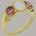 thumbnail image 2 of LBG British Made 18k Yellow Gold Ring with Natural Opal & Pink Tourmaline Womens Engagement Ring - 33 size options - Size 7.25, 2 of 7