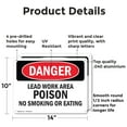 thumbnail image 2 of (2 Pack) Lead Work Area Poison No Smoking Or Eating OSHA Danger Sign 14 Inch X 10 Inch Indoor / Outdoor Rust-Free Aluminum Metal Signs for Workplace, Workshop, and Construction Site,, 2 of 8