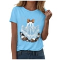 thumbnail image 6 of YDFCWXW Halloween Shirts for Women Spooky Cute Ghost Graphic Tshirt Casual Short Sleeve Tops Sky Blue, M, 6 of 6