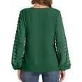 thumbnail image 4 of Gustave Chiffon Lantern Long Sleeve Blouse for Women V Neck Swiss Dot Tops Loose Casual Fashion Tee Shirts Tunic, Green, XL, 4 of 4