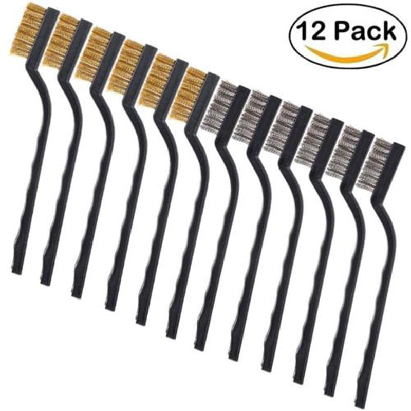12x Stainless Steel Wire Brush Tooth Brushes Set Cleaning Rust Detailing Polish 