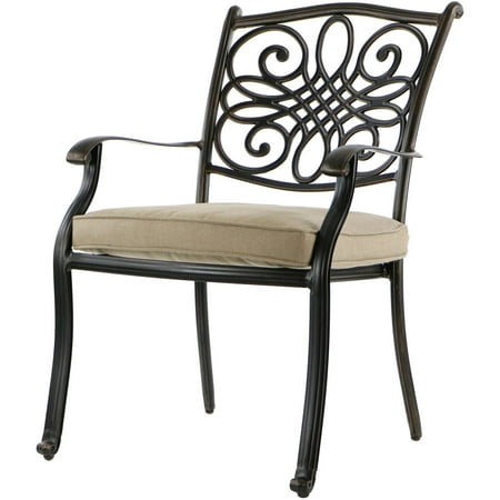 Hanover Traditions 9-Piece Rust-Free Aluminum Outdoor Patio Dining Set with Tan Cushions, 8 Dining Chairs, and Tempered Glass Rectangular Dining Table, TRADDN9PCG
