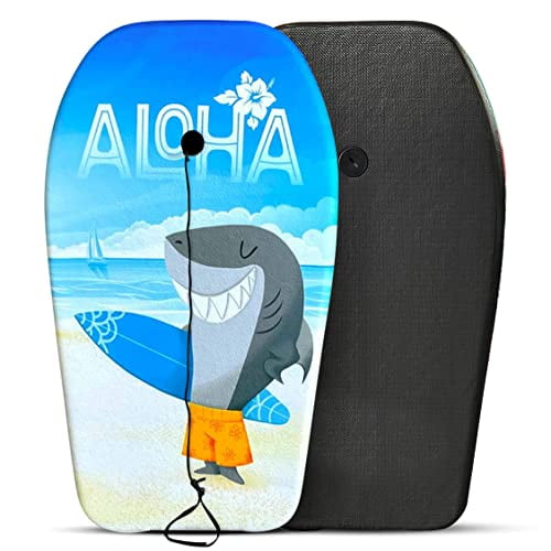 Boogie Board for Beach Kids with Wrist Leash Surfing for Kids & Adults Bodyboard Lightweight EPS Core Boogie Boards for Beach Back Bay Play 33 to 41 Body Boards 