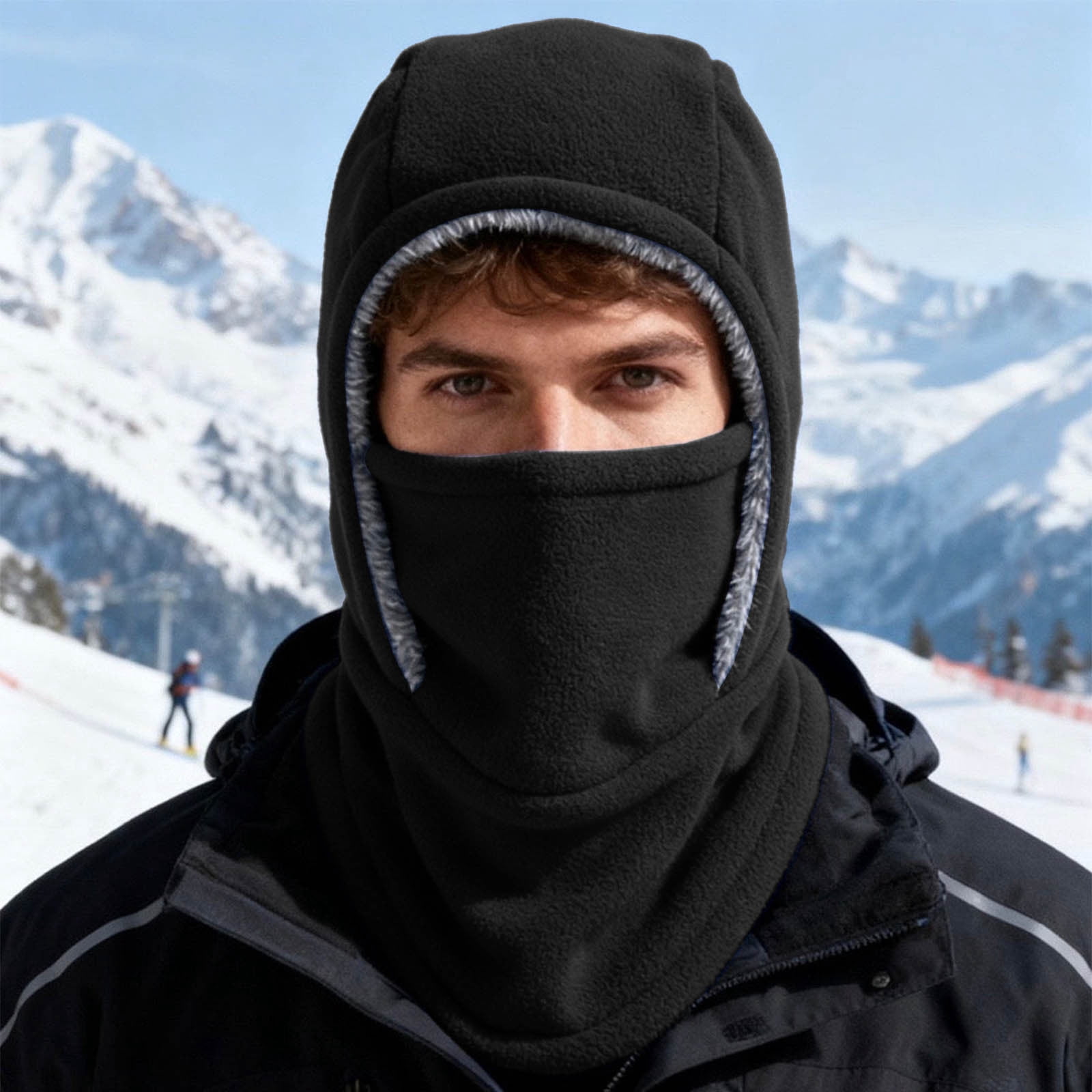 Uscallm Warm Winter Car Seat Cushion, Unisex Winter Balaclava Face Mask, Full Coverage Windproof Cold Weather Gear, Thermal Neck Warmer Ear Protection Hat