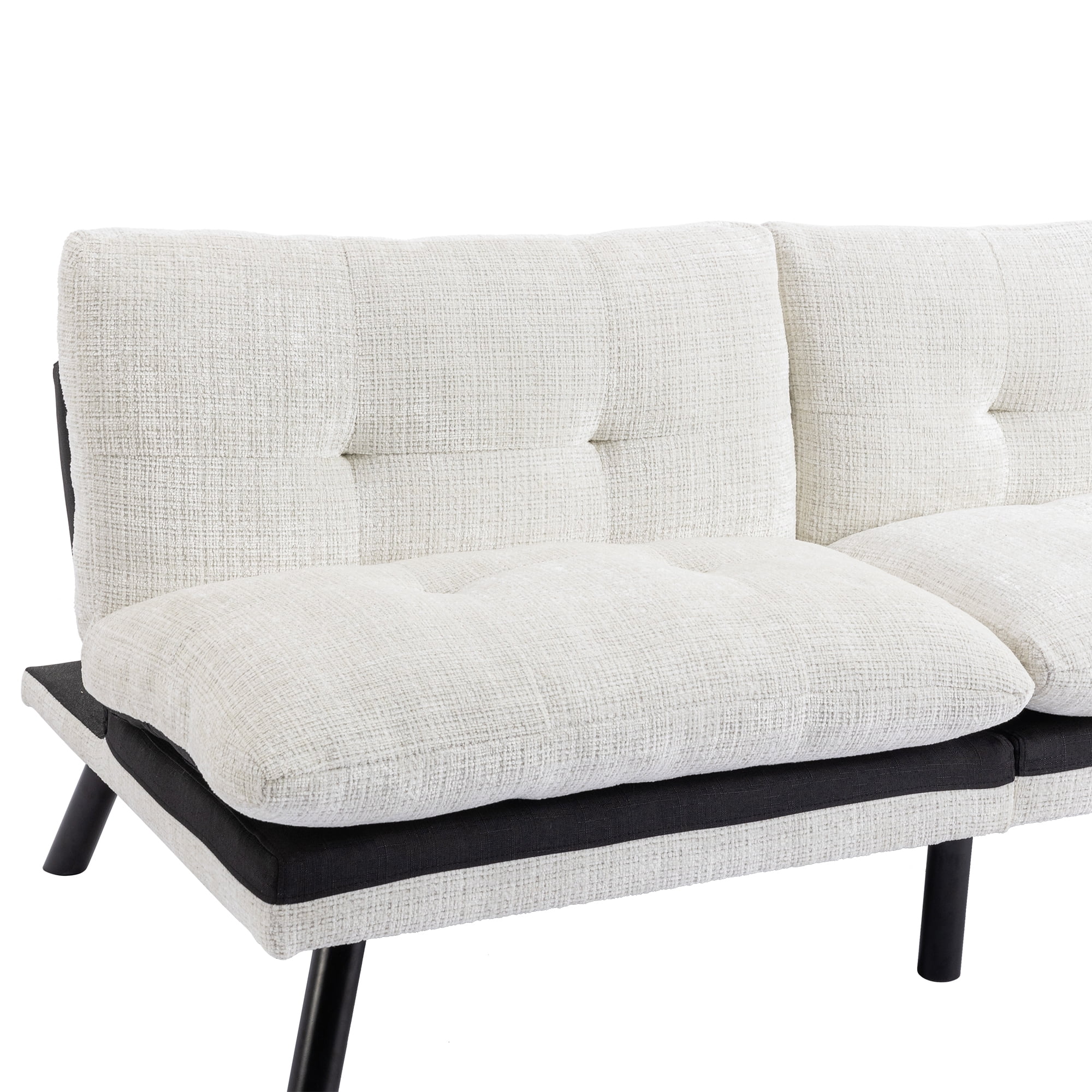 YYAo Convertible Futon Sleeper Sofa, Breathable Adjustable Lounge Couch with Metal Legs for Compact Living Space, Apartment, Dorm, Creamy White YYAo Convertible Futon Sleeper Sofa, Breathable Adjustable Lounge Couch with Metal Legs for Compact Living Space, Apartment, Dorm, Creamy White