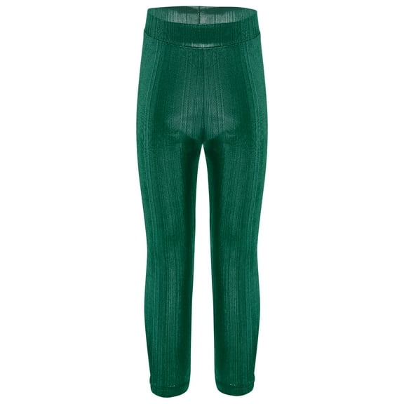 Haitryli Kids Girls Gymnastic Dance Pants Stage Performance Dancing Bottoms Sparkly Skinny Tights Workout Green 5-6