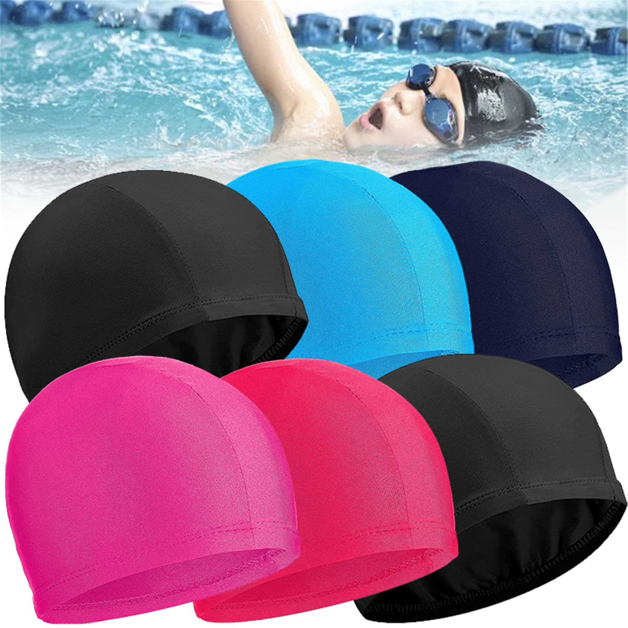 Elastic Fabric Protect Ears Long Hair Swim Pool Hat Swimming Cap For Adults new. 